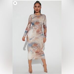 XS Fashion Nova Aubree Mesh Midi Dress